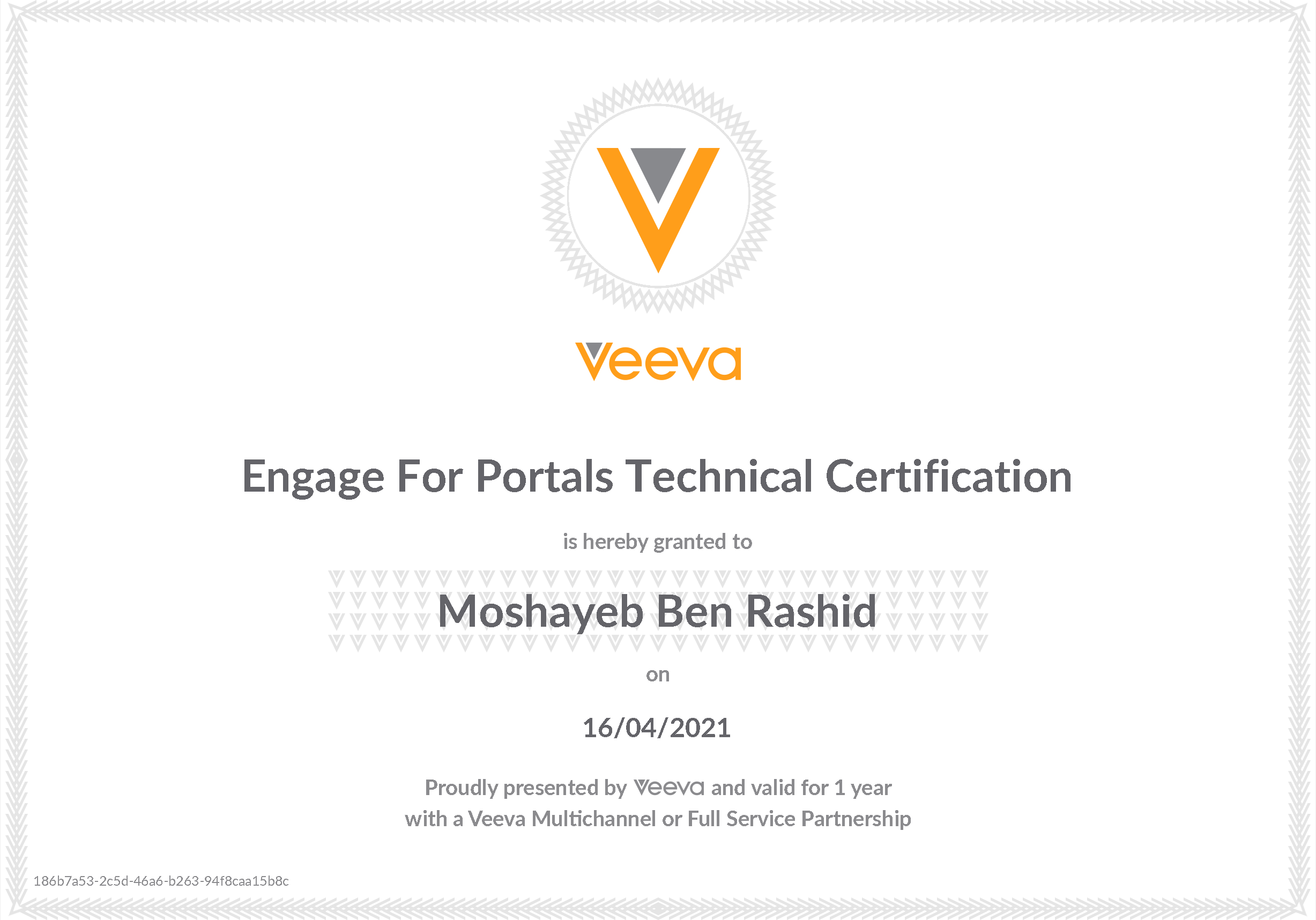 Veeva Engage Portal certificate